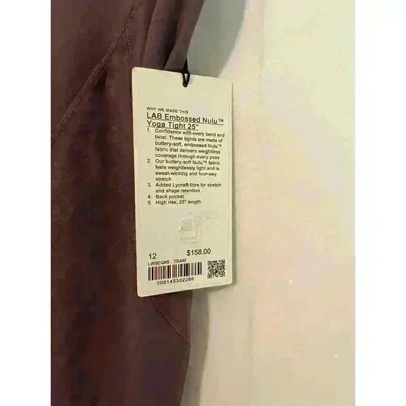 Lululemon High Rise Lab Embossed Nulu Yoga Tight 25" Women's Size 12‎ Color TDAM - Picture 2 of 4